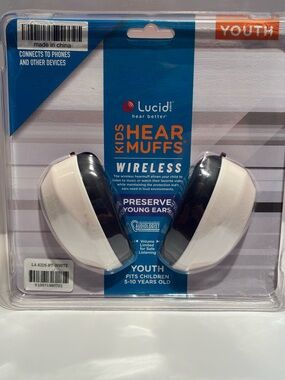 Kids Hear Muffs Wireless Youth Headphones - White and Black